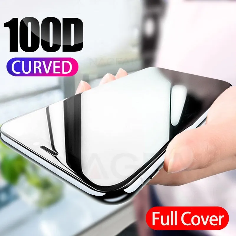 100D Curved Edge Full Cover Protective Glass On The For iPhone 7 8 6 6S Plus, iPhone X XR XS Max