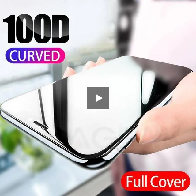 100D Curved Edge Full Cover Protective Glass On The For iPhone 7 8 6 6S Plus, iPhone X XR XS Max