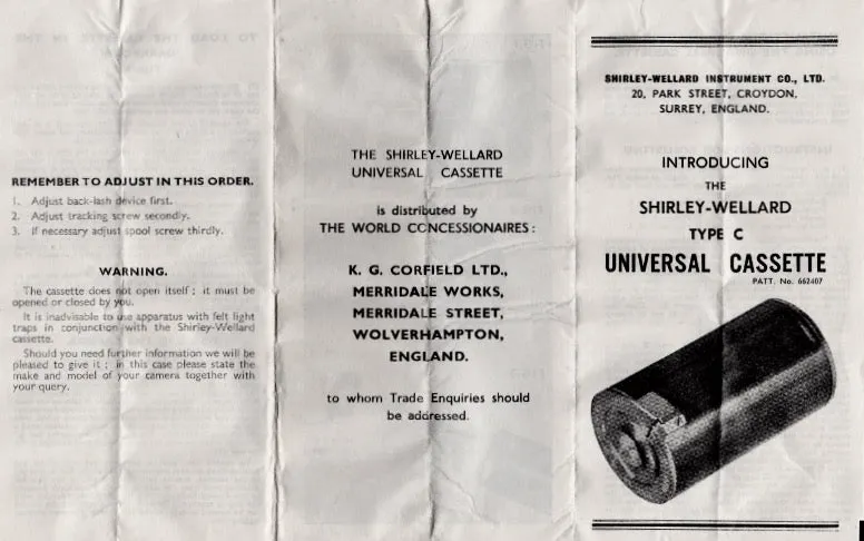 1940s Shirley Wellard Universal Reloadable 35mm Film Cassette