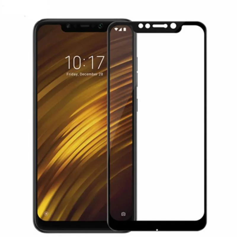 2PCS Full Cover Glass Xiaomi Pocophone F1 Screen Protector Tempered Glass Xiaomi Pocophone F1 Protective Film Pocofone F1 Glass<