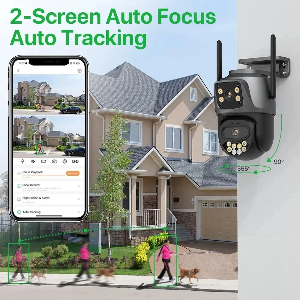 4K 8MP Dual Lens WiFi Outdoor IP Camera GHomeSmart® IPC4U-US