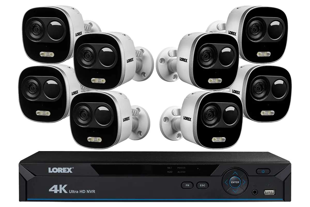 4K Ultra HD IP NVR System with 8 Active Deterrence Security Cameras, 130ft Night Vision