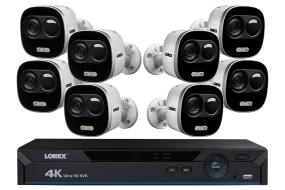 4K Ultra HD IP NVR System with 8 Active Deterrence Security Cameras, 130ft Night Vision