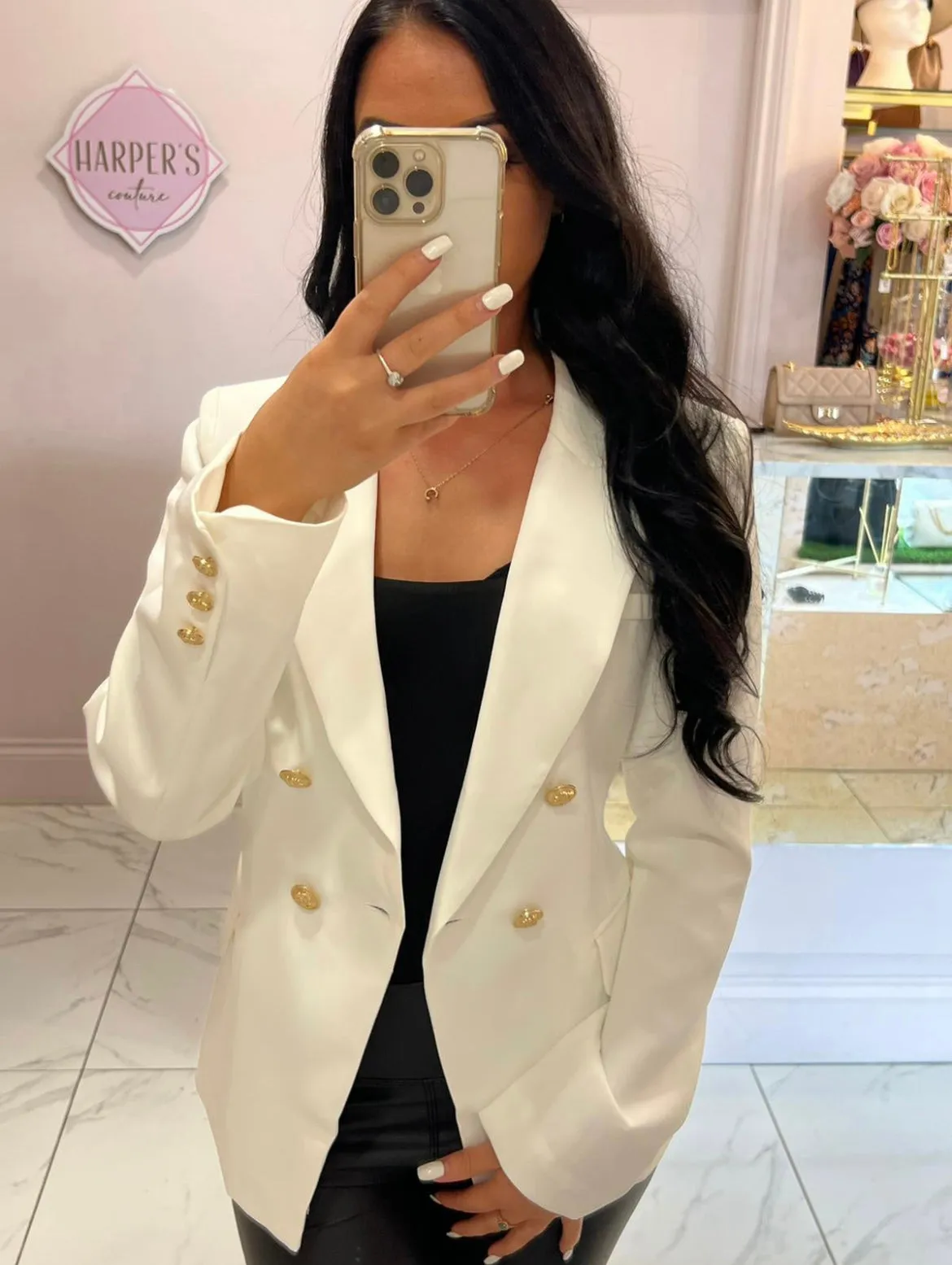 Alena Gold Button Inspired Blazer