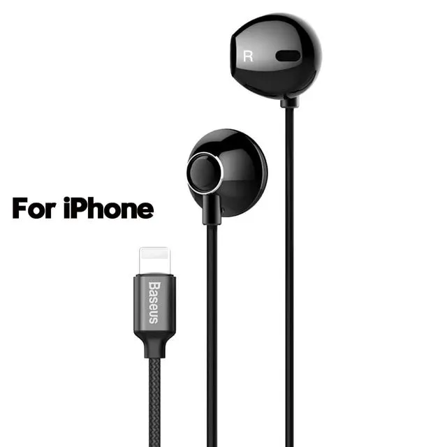 Baseus 6D Stereo In-ear Earphone Headphones Wired Control Bass Sound Earbuds for iPhone Xiaomi Huawei 3.5mm Type c Earphones