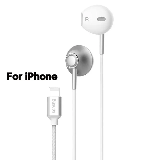 Baseus 6D Stereo In-ear Earphone Headphones Wired Control Bass Sound Earbuds for iPhone Xiaomi Huawei 3.5mm Type c Earphones