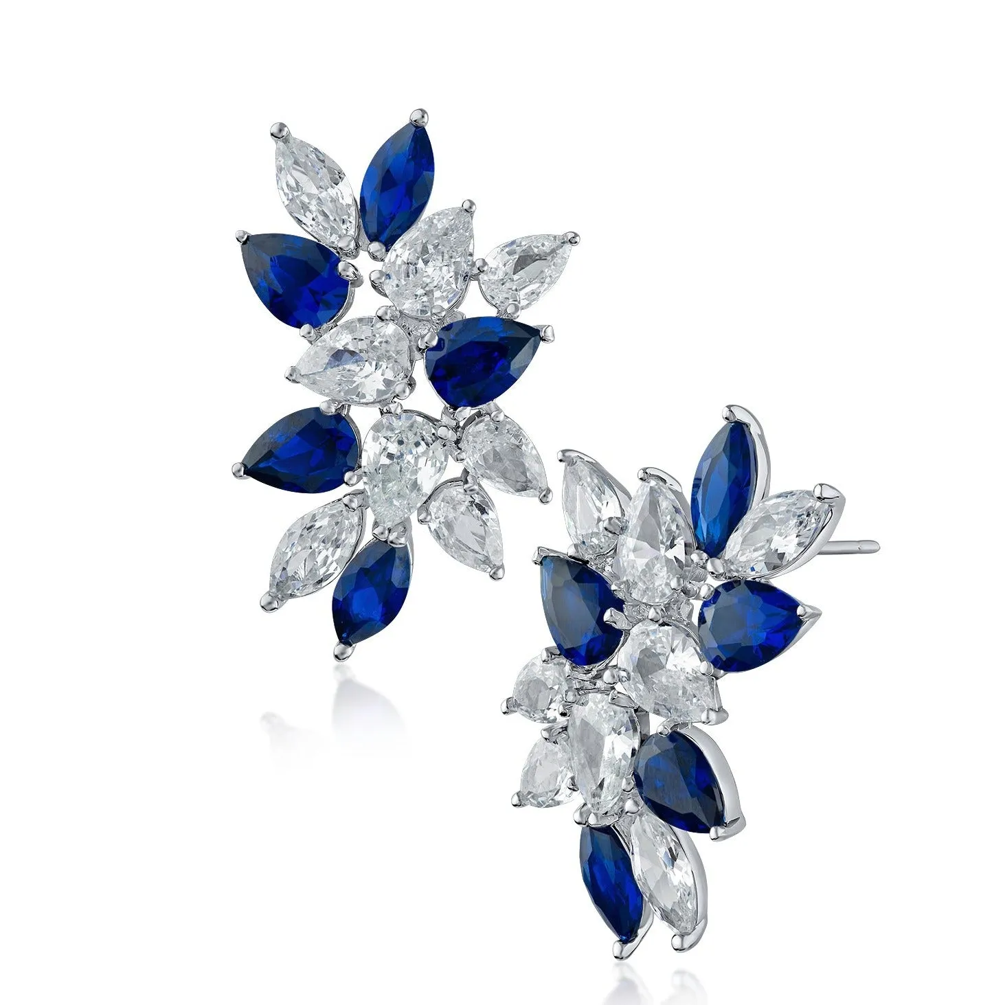 Blue CZ Cluster Earrings