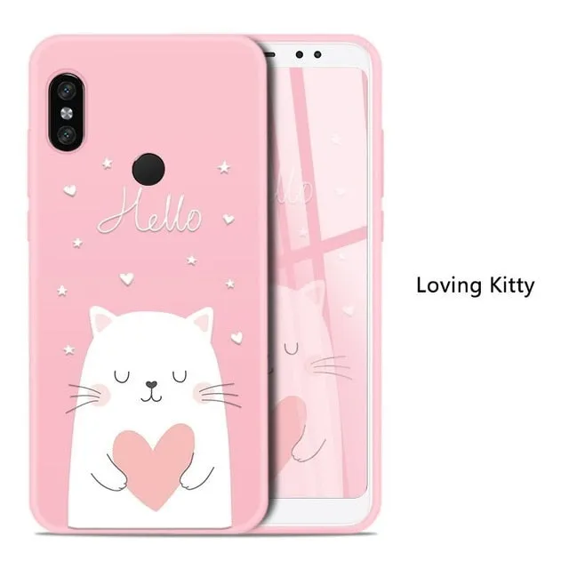 Cute Cartoon Case For Xiaomi Redmi Note 5 6 Pro 6A Case Silicone Bumper Cover For Xiaomi Mi 8 Mi 9 A1 A2 Lite Redmi Note 7 Funda