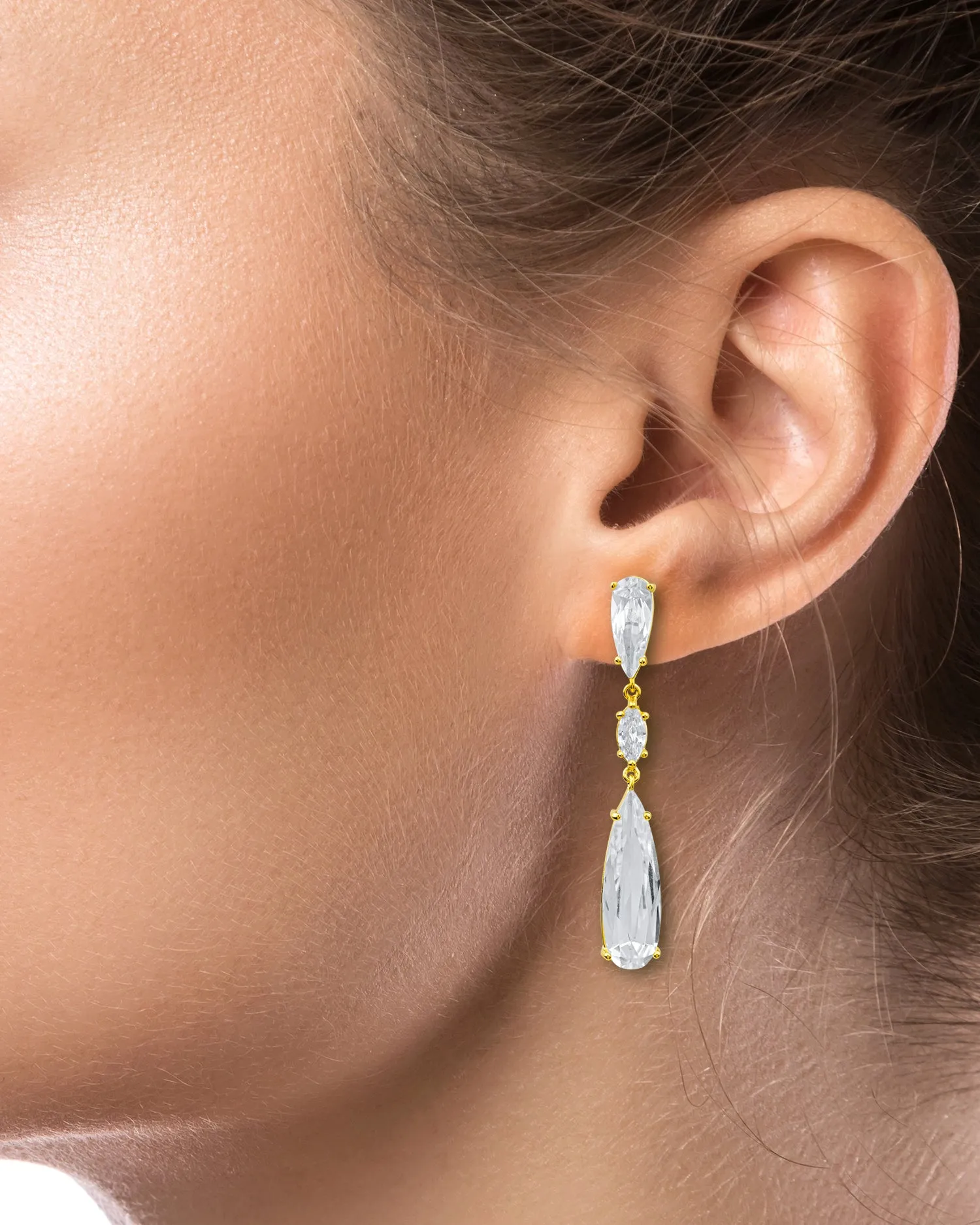 Elongated Pear CZ Drop Earrings