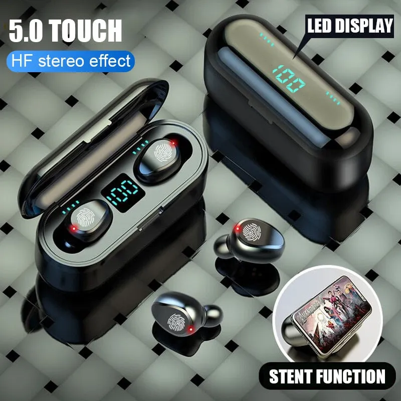 H&A Bluetooth V5.0 Earphone Wireless Earphones Stereo Sport Wireless Headphones Earbuds headset 2000 mAh Power For iPhone Xiaomi