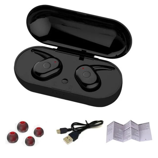 Headphones Bluetooth 5.0 Wireless Earphones Sports Earphone 3D Stereo Sound Earbud with Portable Mic and Charging box