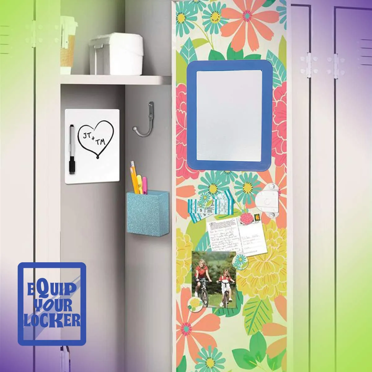 Kicko Blue Magnetic Mirror - 5x7 Inch - 1 Piece - for School Locker, Refrigerator, Home