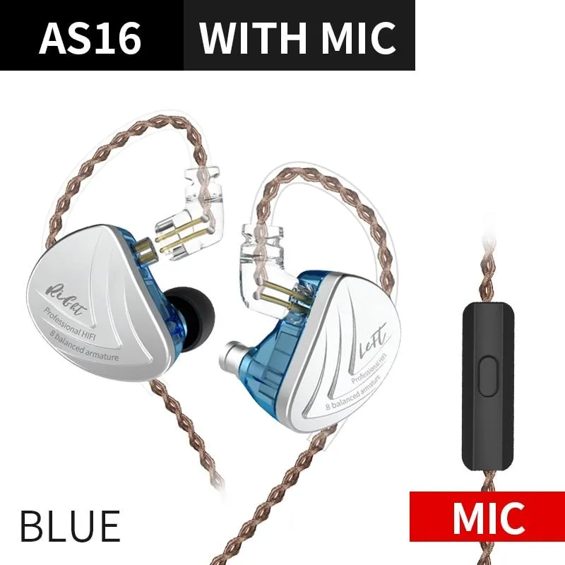 KZ AS16 16BA Balanced Armature Units HIFI Bass In Ear Monitor Earphones