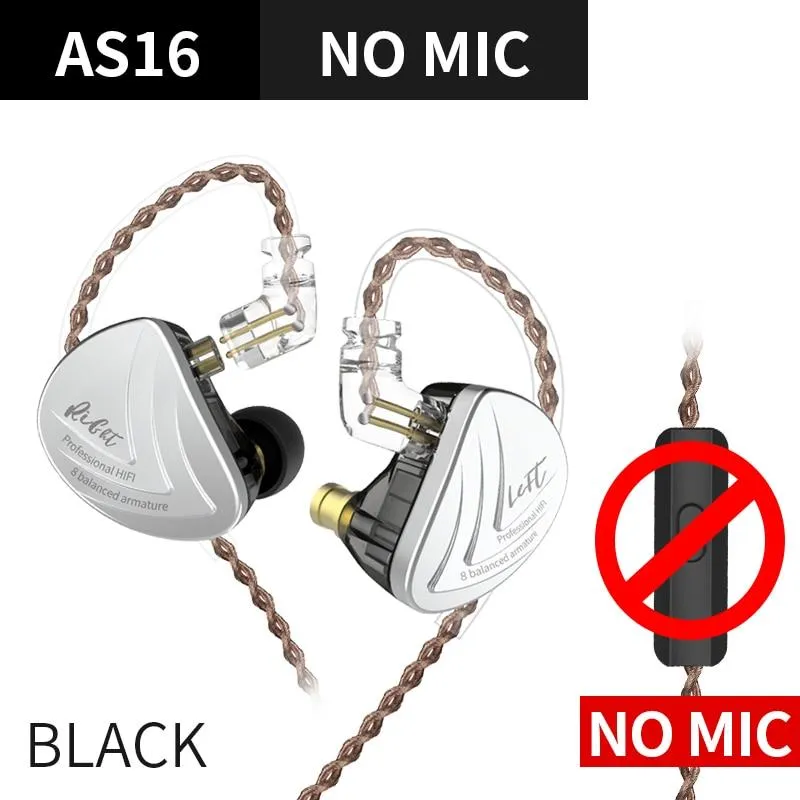 KZ AS16 16BA Balanced Armature Units HIFI Bass In Ear Monitor Earphones