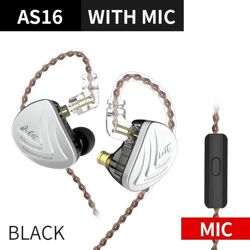 KZ AS16 16BA Balanced Armature Units HIFI Bass In Ear Monitor Earphones