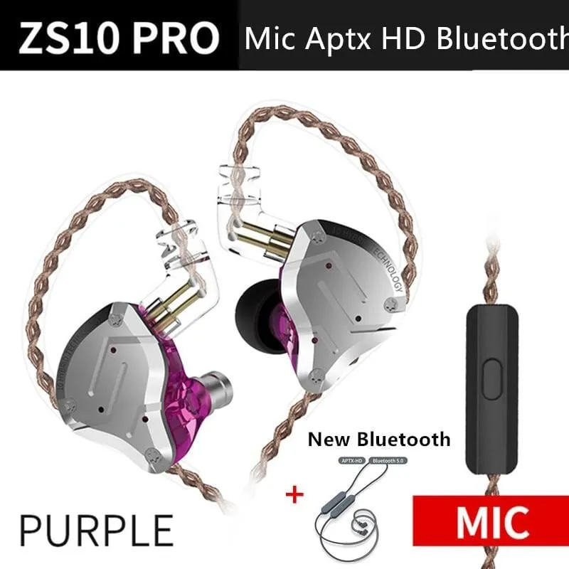 KZ ZS10 Pro Aptx HD Cable In Ear Hybrid 4BA 1DD Hifi Bass Earphones