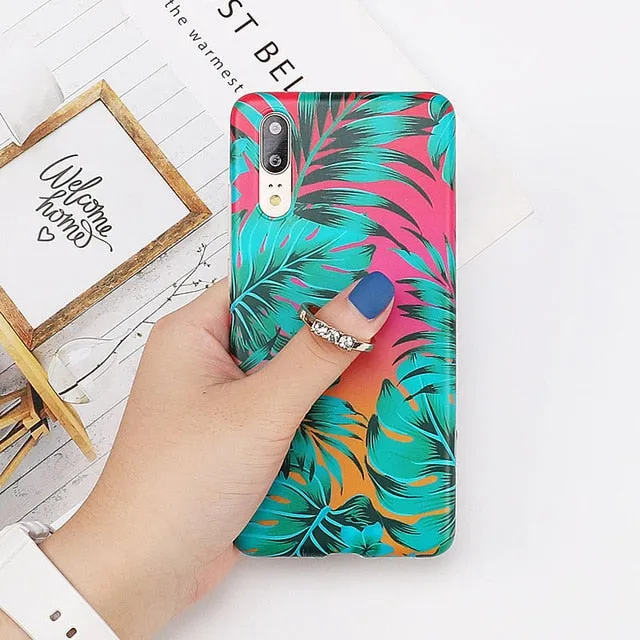 LOVECOM Vintage Flower Banana Leaf Phone Cases For Huawei Mate 30 Lite P20 P30 Pro Lite Mate 20 Lite Soft IMD Full Body Back Cover Gift