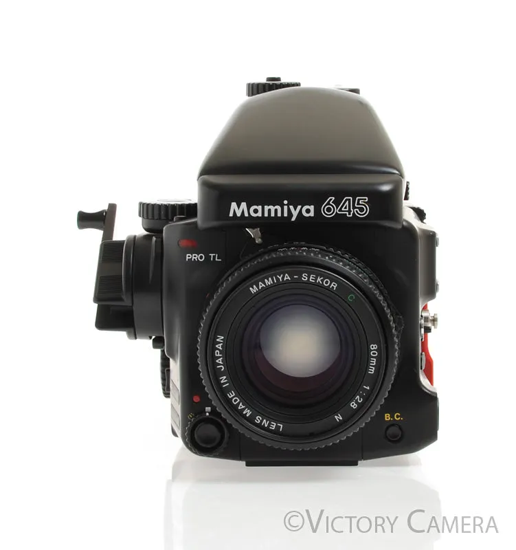 Mamiya 645 Pro TL Camera AE Metered Prism FE401 80mm f2.8 N Lens -Nice-