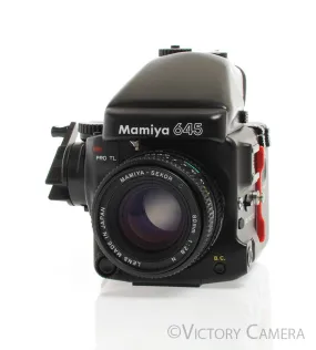 Mamiya 645 Pro TL Camera AE Metered Prism FE401 80mm f2.8 N Lens -Nice-