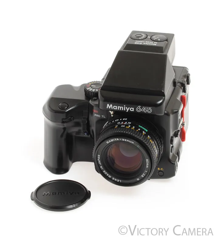 Mamiya 645 Pro TL Camera w/ 80mm Lens, AE Prism, Power Winder