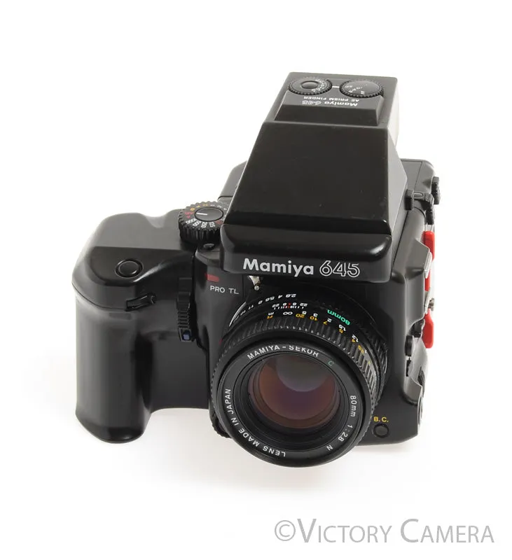 Mamiya 645 Pro TL Camera w/ 80mm Lens, AE Prism, Power Winder