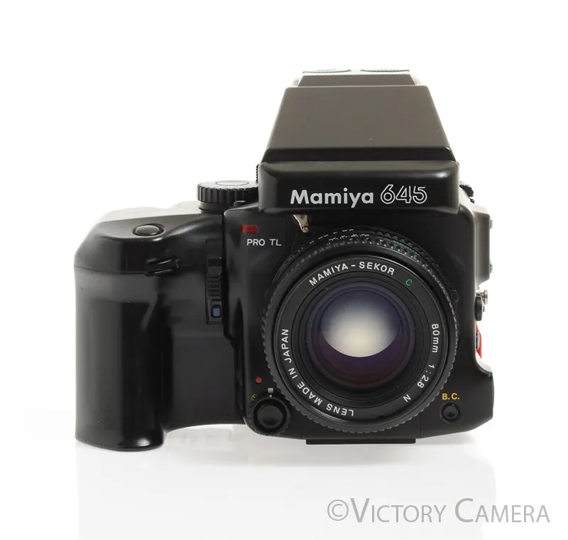 Mamiya 645 Pro TL Camera w/ 80mm Lens, AE Prism, Power Winder