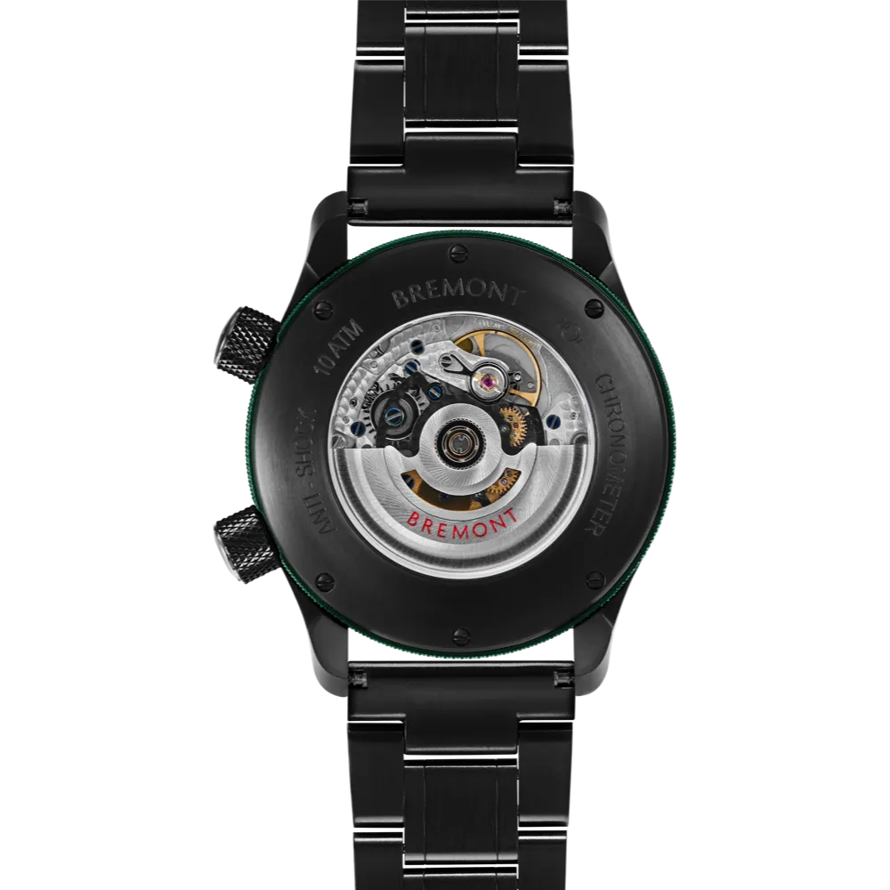 MBII Custom DLC, Black Dial with Green Barrel & Open Case Back