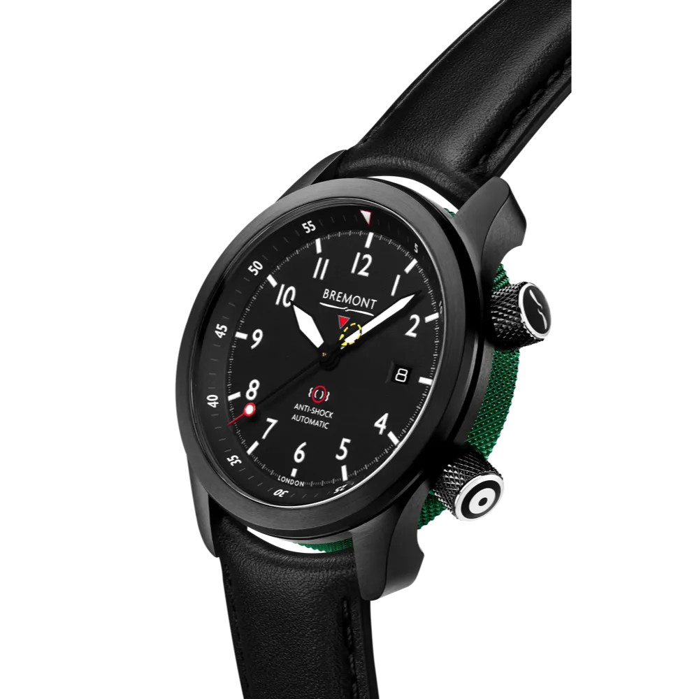 MBII Custom DLC, Black Dial with Green Barrel & Open Case Back