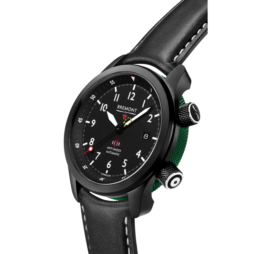 MBII Custom DLC, Black Dial with Green Barrel & Open Case Back