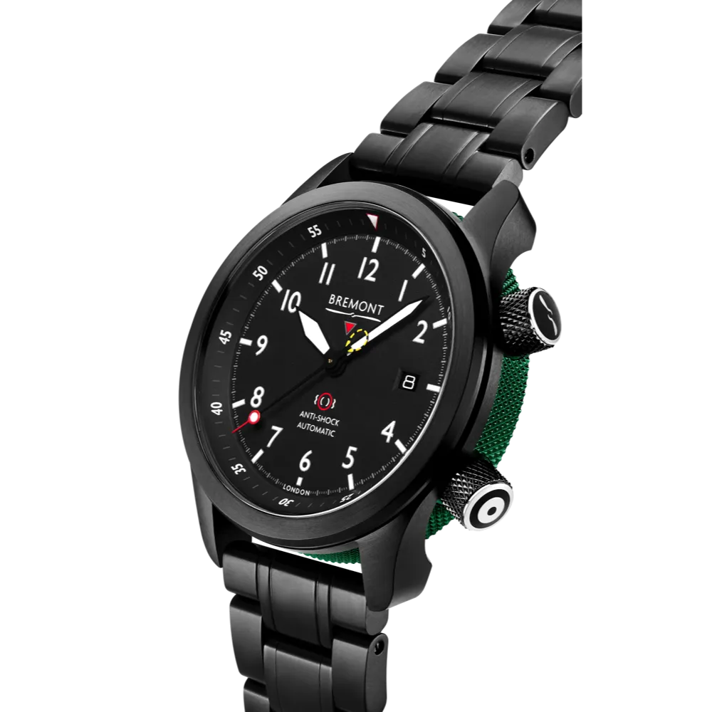 MBII Custom DLC, Black Dial with Green Barrel & Open Case Back