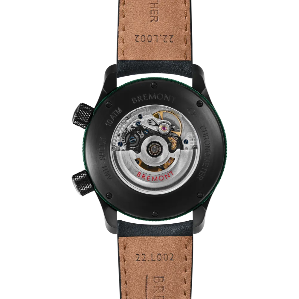 MBII Custom DLC, Black Dial with Green Barrel & Open Case Back