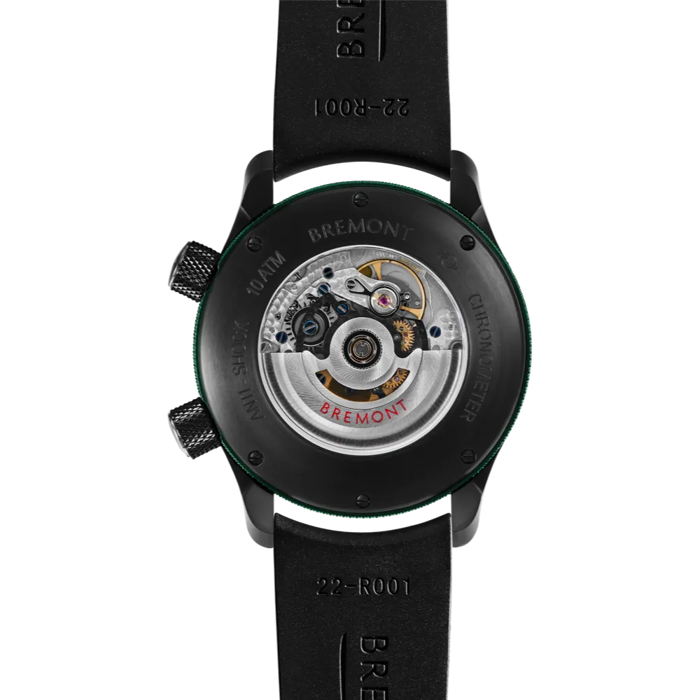 MBII Custom DLC, Black Dial with Green Barrel & Open Case Back