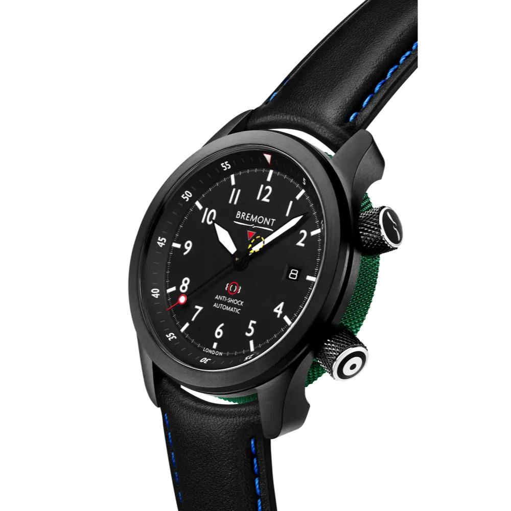 MBII Custom DLC, Black Dial with Green Barrel & Open Case Back