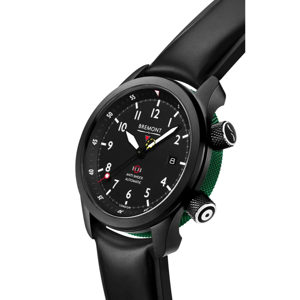 MBII Custom DLC, Black Dial with Green Barrel & Open Case Back