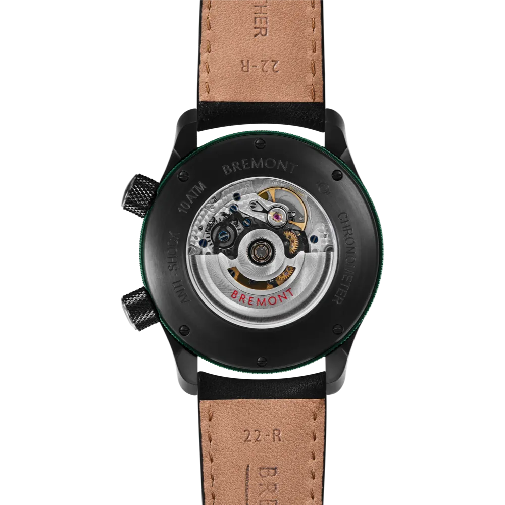 MBII Custom DLC, Black Dial with Green Barrel & Open Case Back