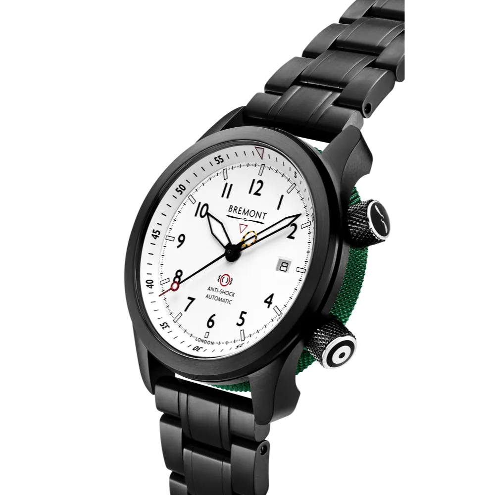 MBII Custom DLC, White Dial with Green Barrel & Open Case Back