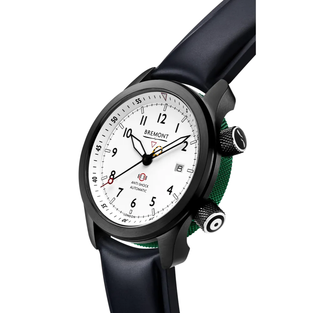 MBII Custom DLC, White Dial with Green Barrel & Open Case Back