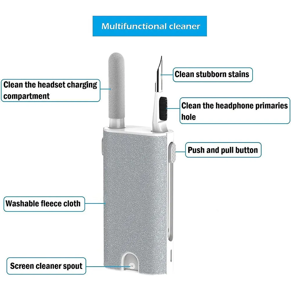 (NET) 5 in 1 Electronics Cleaning Kit  Multifunctional Bluetooth Earphone Cleaning Tool for Computer Cameras, Lenses, Mobile Phones