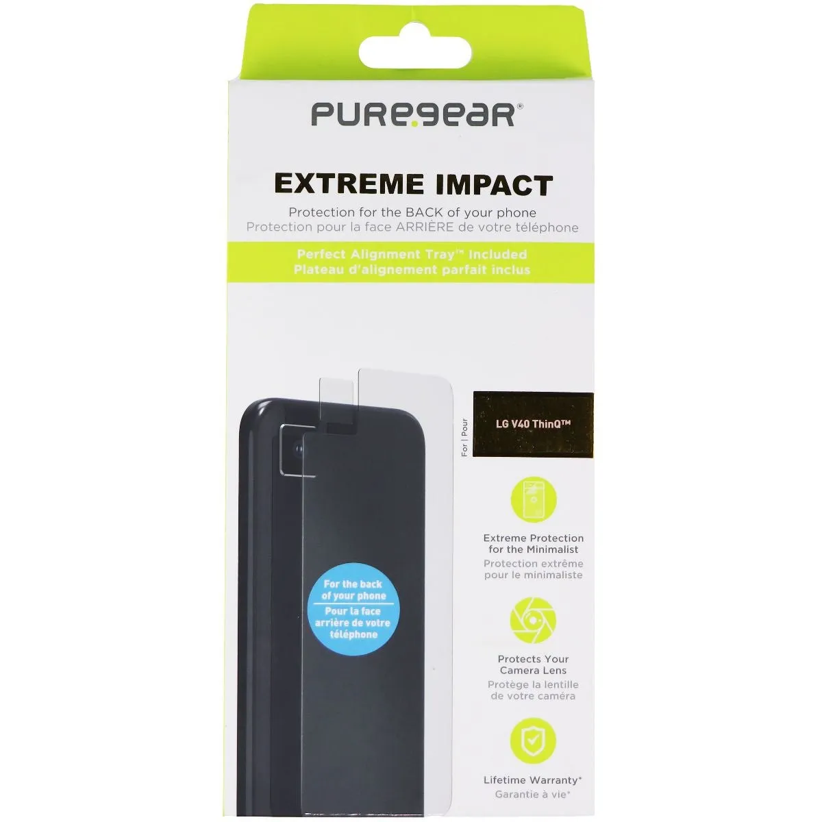 PureGear Extreme Impact Back of The Phone Protector for LG V40 ThinQ - Clear