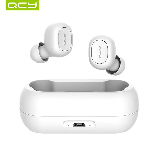 QCY QS1 T1C Mini Dual V5.0 Wireless Earphones Bluetooth Earphones 3D Stereo Sound Earbuds with Dual Microphone and Charging box