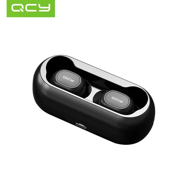 QCY QS1 T1C Mini Dual V5.0 Wireless Earphones Bluetooth Earphones 3D Stereo Sound Earbuds with Dual Microphone and Charging box