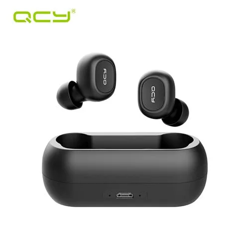 QCY QS1 T1C Mini Dual V5.0 Wireless Earphones Bluetooth Earphones 3D Stereo Sound Earbuds with Dual Microphone and Charging box