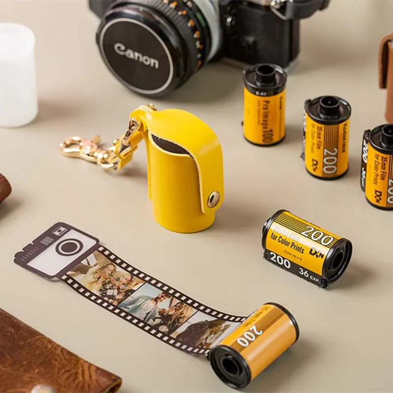 Retro Film Leather Protective Cover Convenient Film Storage Leather Cover Kodak Film Leather Box Pendant