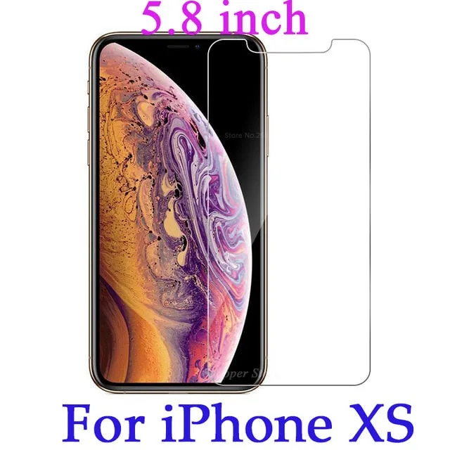 Tempered Glass For iPhone XS XR XS MAX Screen Protector Cover For iPhone 8 X 7 6 6S Plus 5 5S SE XS 6.1 6.5 5.8 inch 2019