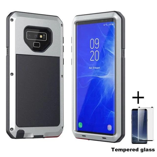 Tempered glass Full Protective Luxury Doom Armor Metal Case Shockproof Cover For Samsung S7 S8 S10 S10Plus S9 S9Plus Note8 Note9