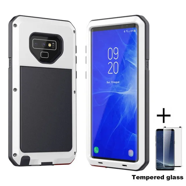 Tempered glass Full Protective Luxury Doom Armor Metal Case Shockproof Cover For Samsung S7 S8 S10 S10Plus S9 S9Plus Note8 Note9