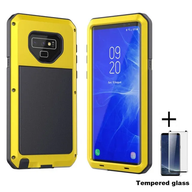 Tempered glass Full Protective Luxury Doom Armor Metal Case Shockproof Cover For Samsung S7 S8 S10 S10Plus S9 S9Plus Note8 Note9