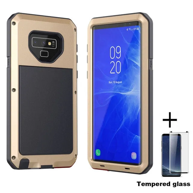 Tempered glass Full Protective Luxury Doom Armor Metal Case Shockproof Cover For Samsung S7 S8 S10 S10Plus S9 S9Plus Note8 Note9