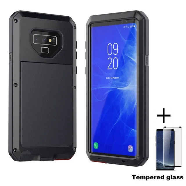 Tempered glass Full Protective Luxury Doom Armor Metal Case Shockproof Cover For Samsung S7 S8 S10 S10Plus S9 S9Plus Note8 Note9