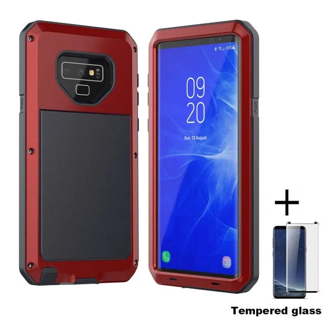 Tempered glass Full Protective Luxury Doom Armor Metal Case Shockproof Cover For Samsung S7 S8 S10 S10Plus S9 S9Plus Note8 Note9